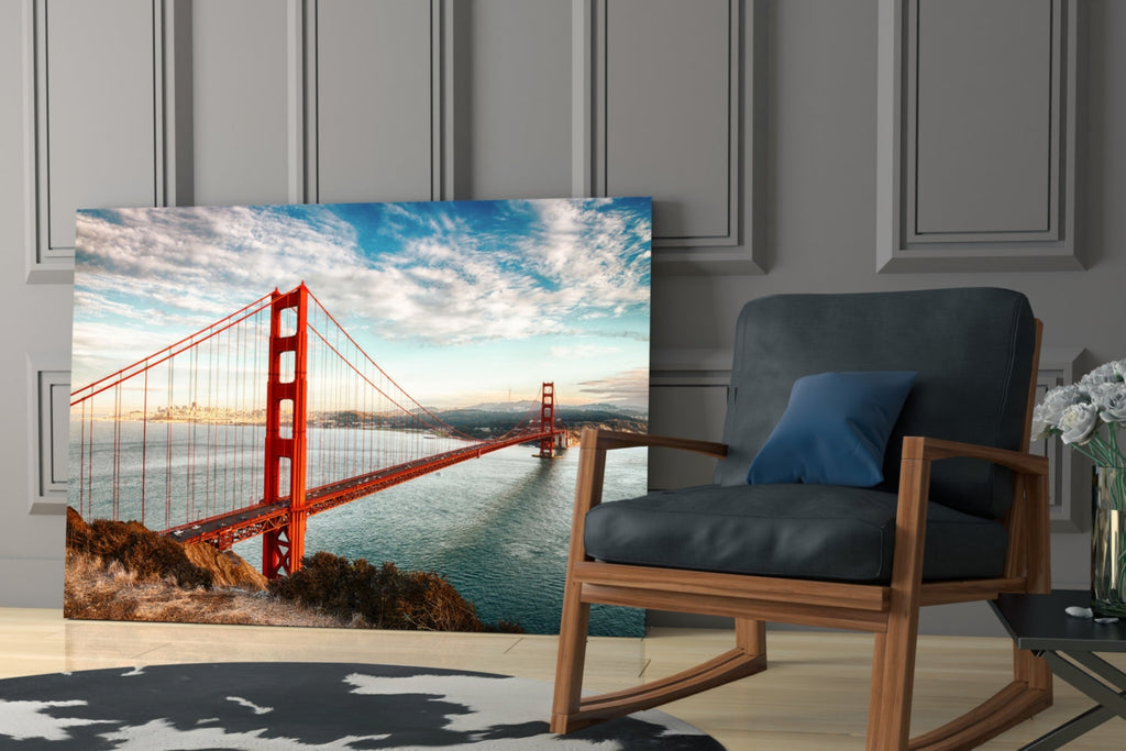 WONDERWALL ‘L’Atelier Fun Collection’ Golden Gate Bridge Daylight Cliff View Glass Wall Art