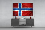 WONDERWALL ‘L’Atelier Fun Collection’ Norway Nordic Cross Flag Textured Design Glass Wall Art