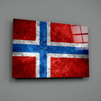 WONDERWALL ‘L’Atelier Fun Collection’ Norway Nordic Cross Flag Textured Design Glass Wall Art
