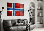 WONDERWALL ‘L’Atelier Fun Collection’ Norway Nordic Cross Flag Textured Design Glass Wall Art