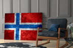WONDERWALL ‘L’Atelier Fun Collection’ Norway Nordic Cross Flag Textured Design Glass Wall Art