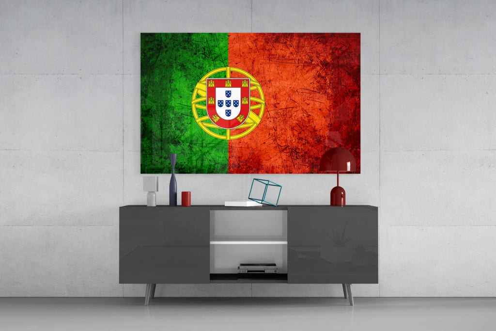 WONDERWALL ‘L’Atelier Fun Collection’ Portugal Flag Textured Design Glass Wall Art