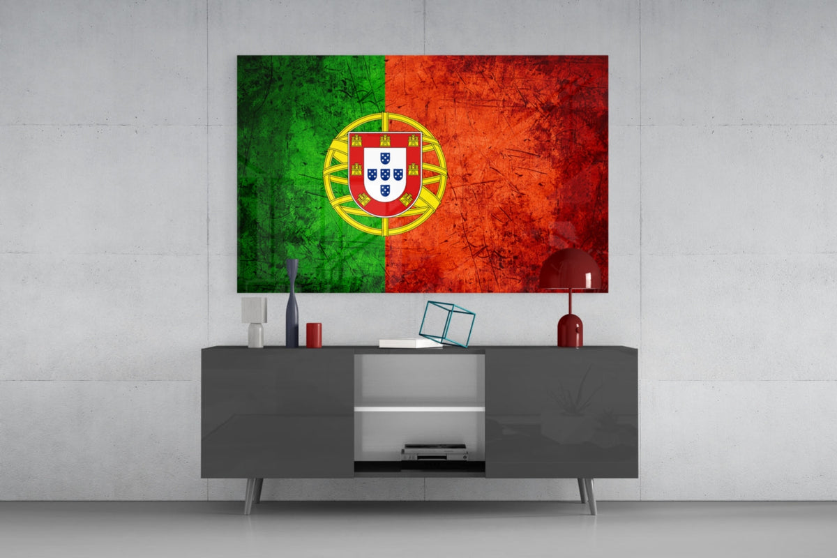 WONDERWALL ‘L’Atelier Fun Collection’ Portugal Flag Textured Design Glass Wall Art