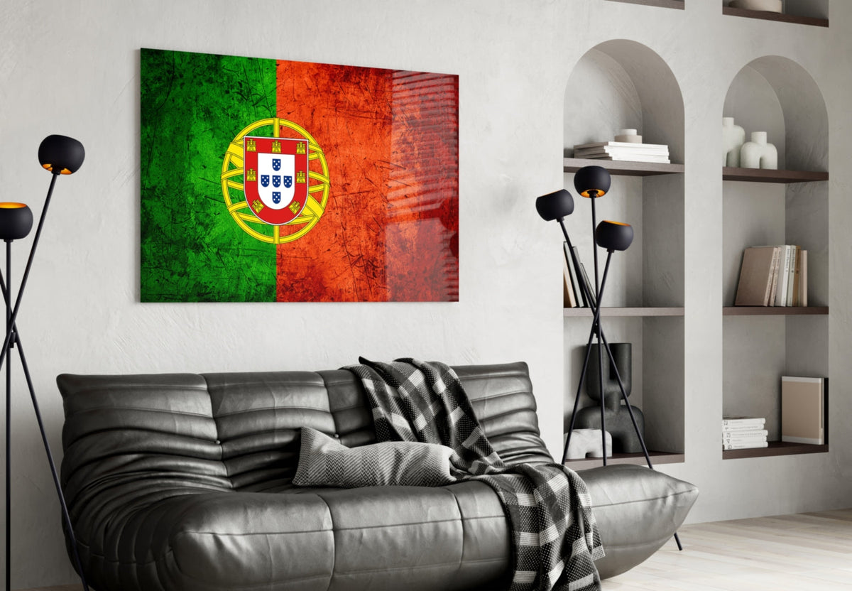 WONDERWALL ‘L’Atelier Fun Collection’ Portugal Flag Textured Design Glass Wall Art