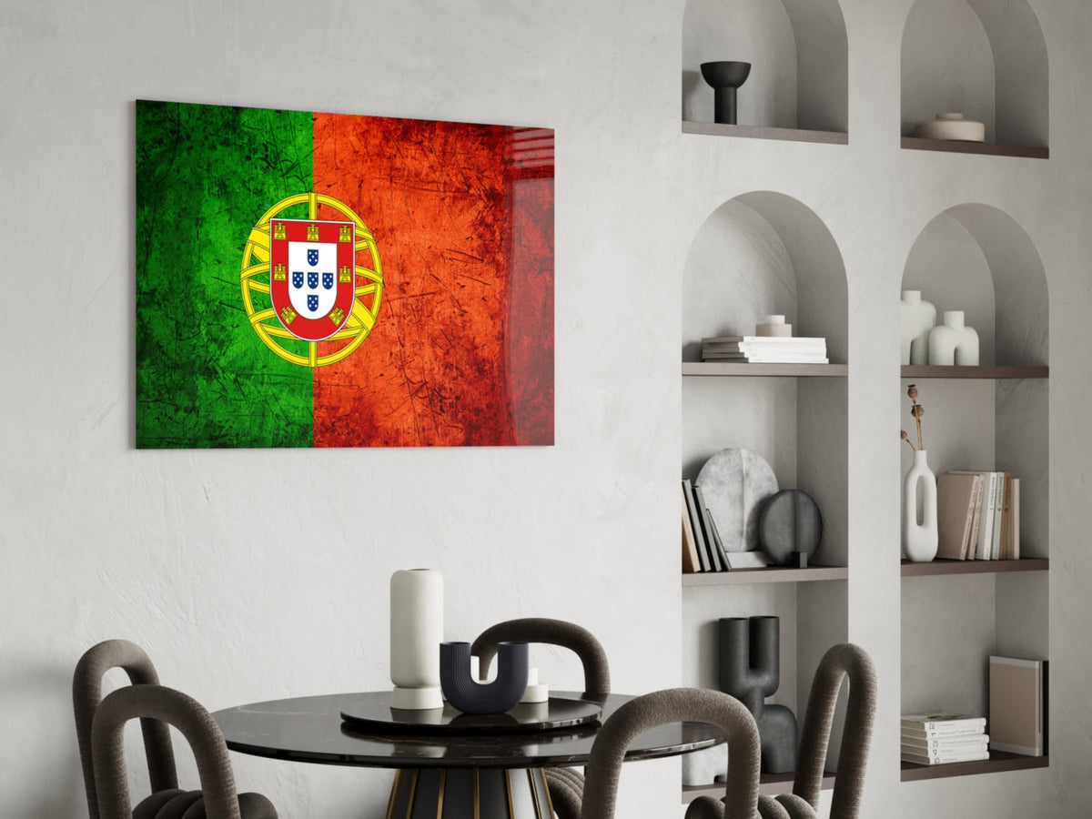 WONDERWALL ‘L’Atelier Fun Collection’ Portugal Flag Textured Design Glass Wall Art
