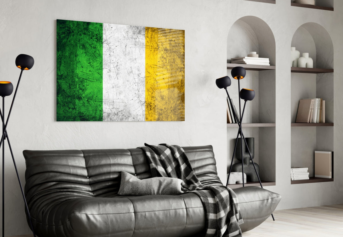 WONDERWALL ‘L’Atelier Fun Collection’ Ireland Tricolor Textured Design Glass Wall Art