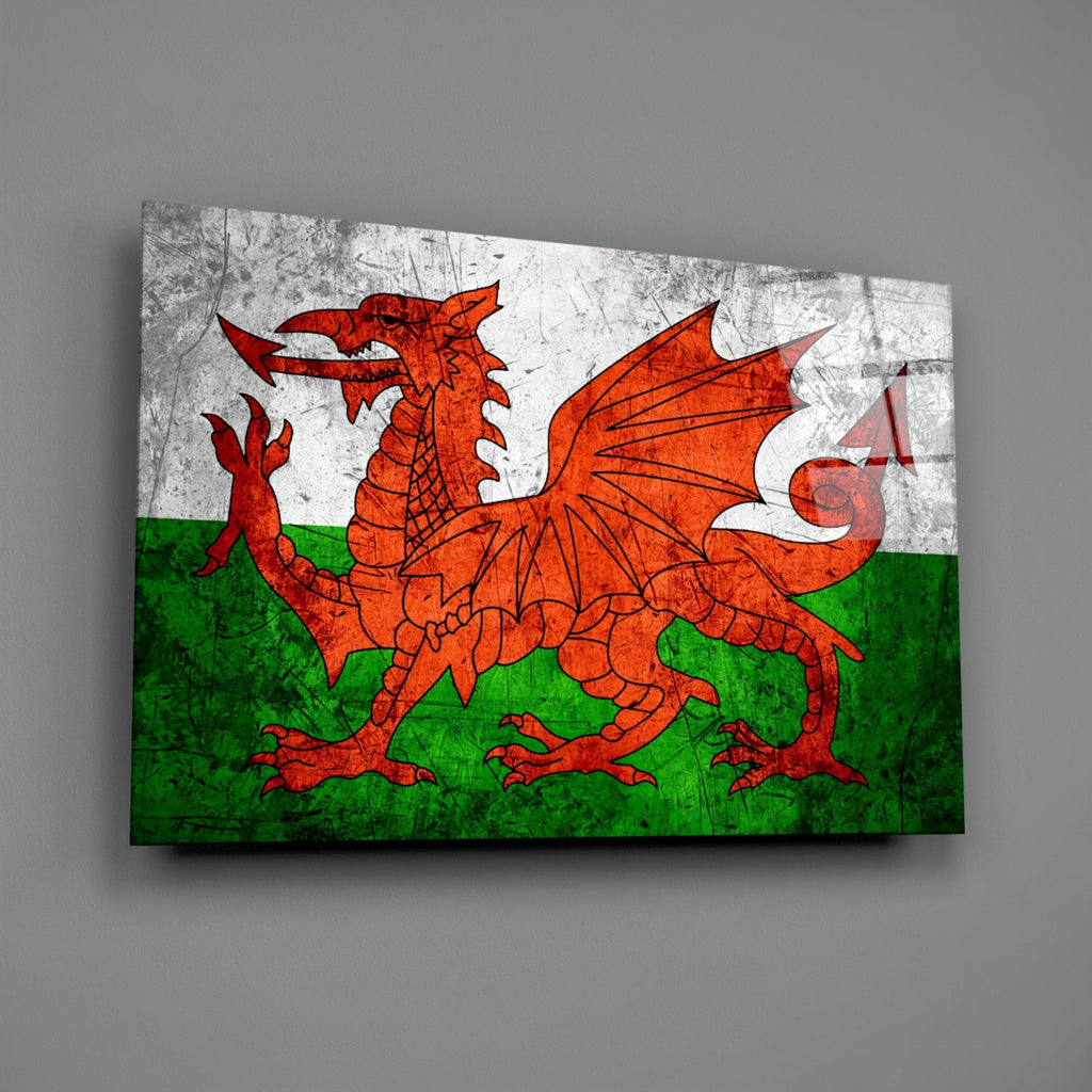 WONDERWALL ‘L’Atelier Fun Collection’ Wales Dragon Flag Design Glass Wall Art