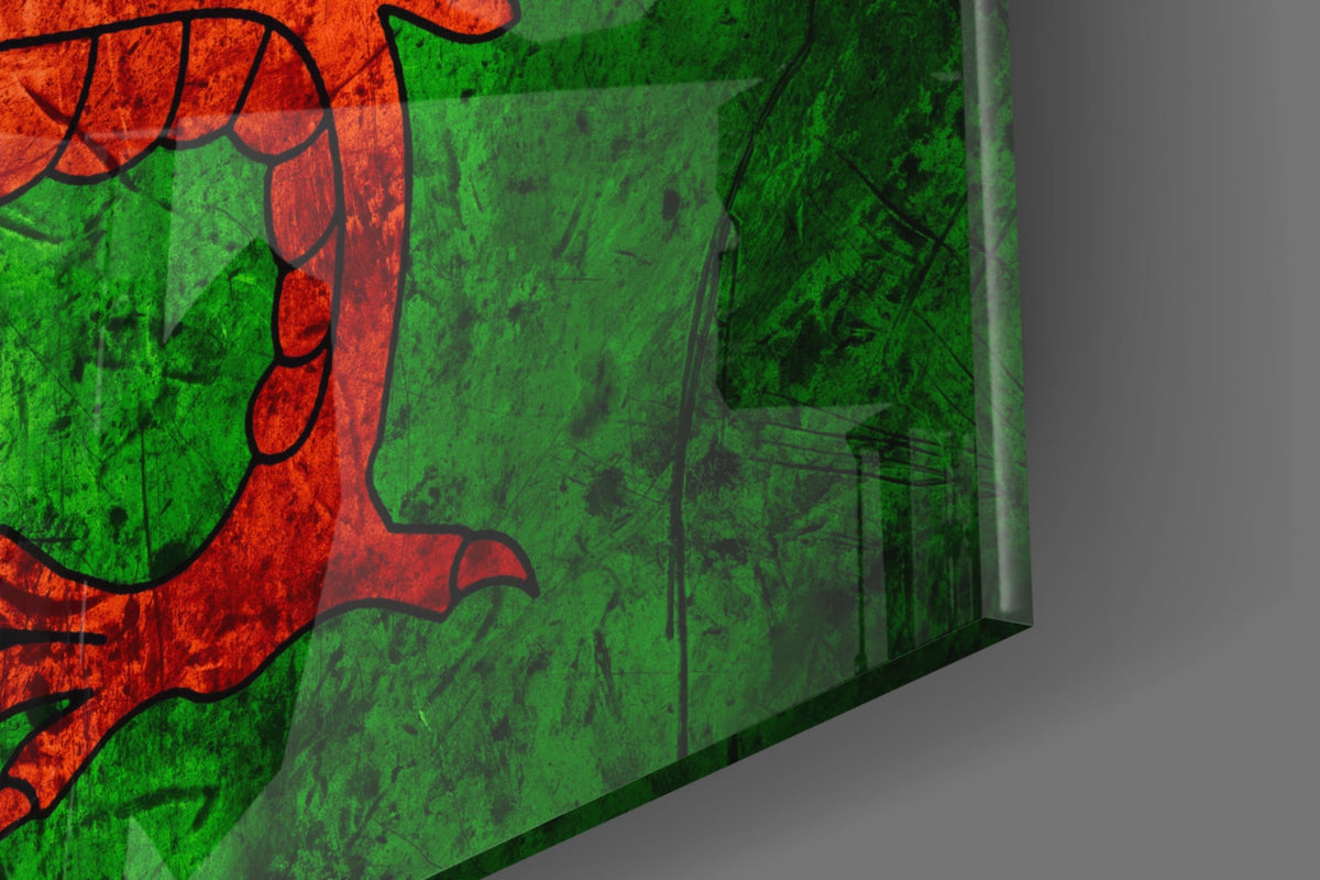 WONDERWALL ‘L’Atelier Fun Collection’ Wales Dragon Flag Design Glass Wall Art