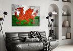 WONDERWALL ‘L’Atelier Fun Collection’ Wales Dragon Flag Design Glass Wall Art