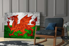 WONDERWALL ‘L’Atelier Fun Collection’ Wales Dragon Flag Design Glass Wall Art