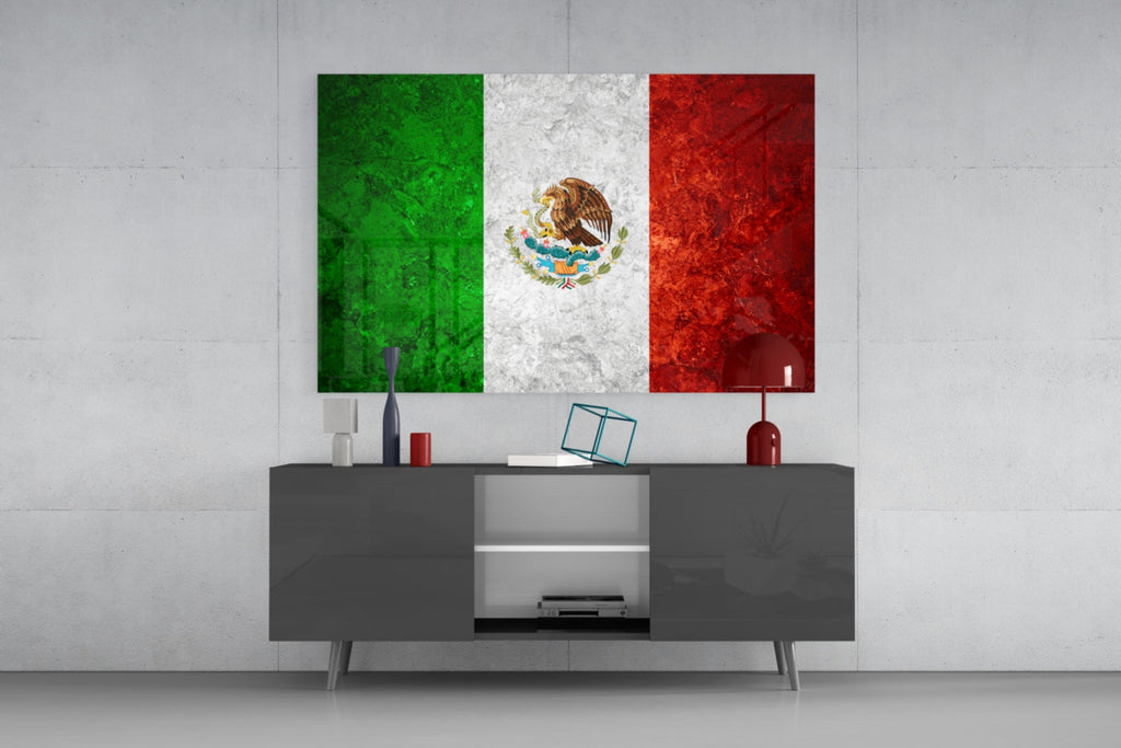WONDERWALL ‘L’Atelier Fun Collection’ Mexico Flag Textured Design Glass Wall Art