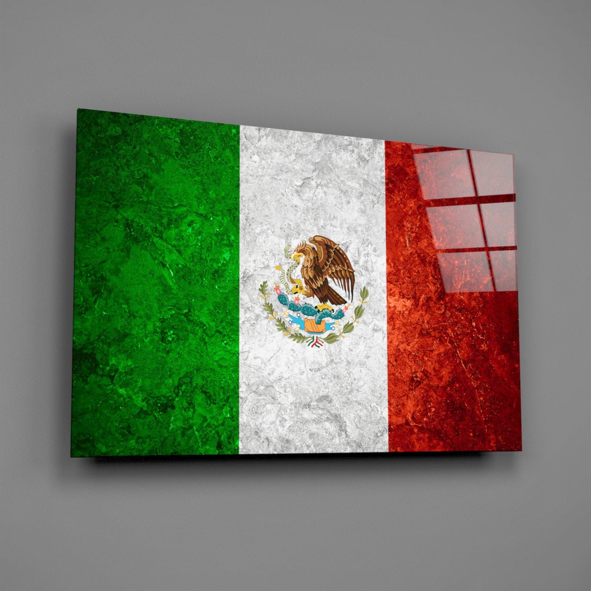 WONDERWALL ‘L’Atelier Fun Collection’ Mexico Flag Textured Design Glass Wall Art