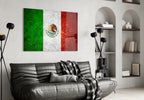 WONDERWALL ‘L’Atelier Fun Collection’ Mexico Flag Textured Design Glass Wall Art