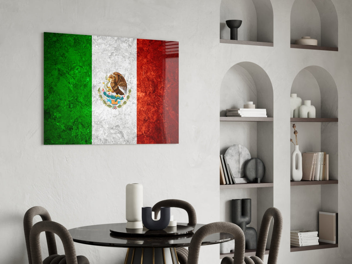 WONDERWALL ‘L’Atelier Fun Collection’ Mexico Flag Textured Design Glass Wall Art
