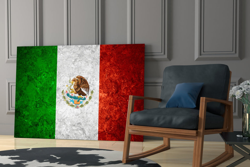 WONDERWALL ‘L’Atelier Fun Collection’ Mexico Flag Textured Design Glass Wall Art