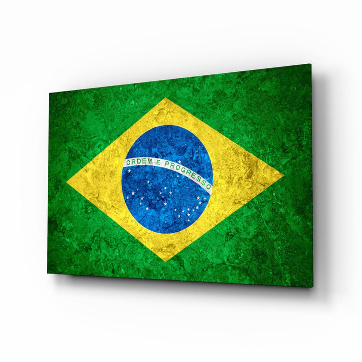 WONDERWALL ‘L’Atelier Fun Collection’ Brazil Flag Stone-Texture Design Glass Wall Art