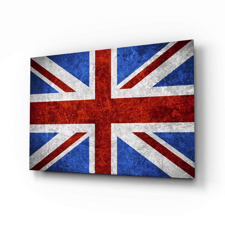 WONDERWALL ‘L’Atelier Fun Collection’ Crimson and Royal Blue Union Jack Glass Wall Art