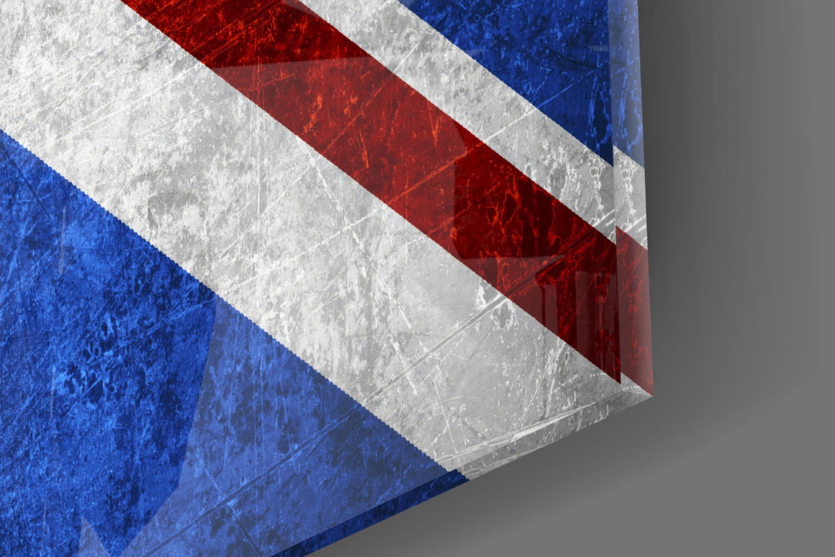 WONDERWALL ‘L’Atelier Fun Collection’ Crimson and Royal Blue Union Jack Glass Wall Art