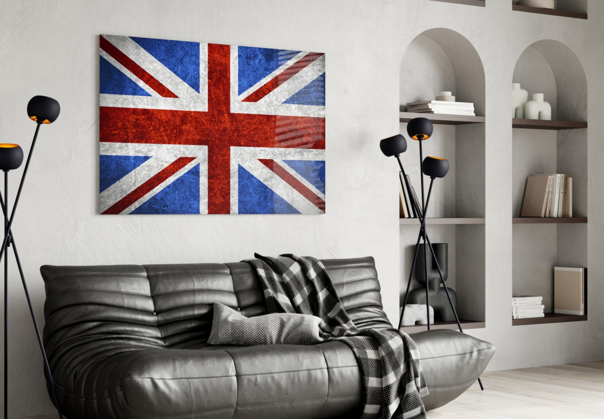 WONDERWALL ‘L’Atelier Fun Collection’ Crimson and Royal Blue Union Jack Glass Wall Art