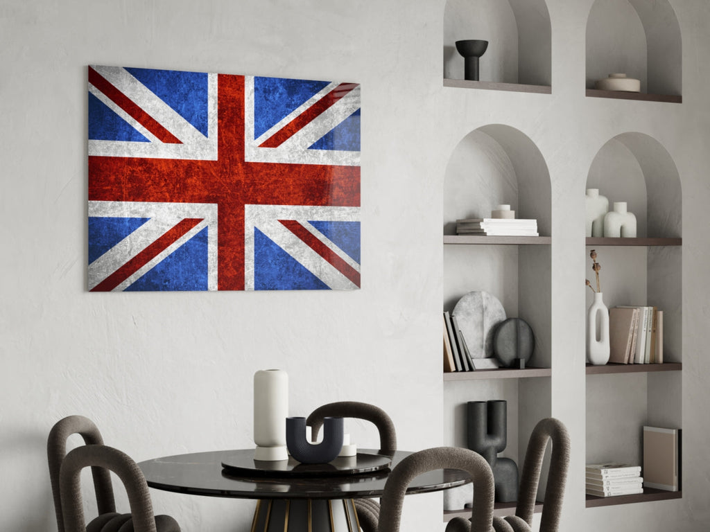 WONDERWALL ‘L’Atelier Fun Collection’ Crimson and Royal Blue Union Jack Glass Wall Art