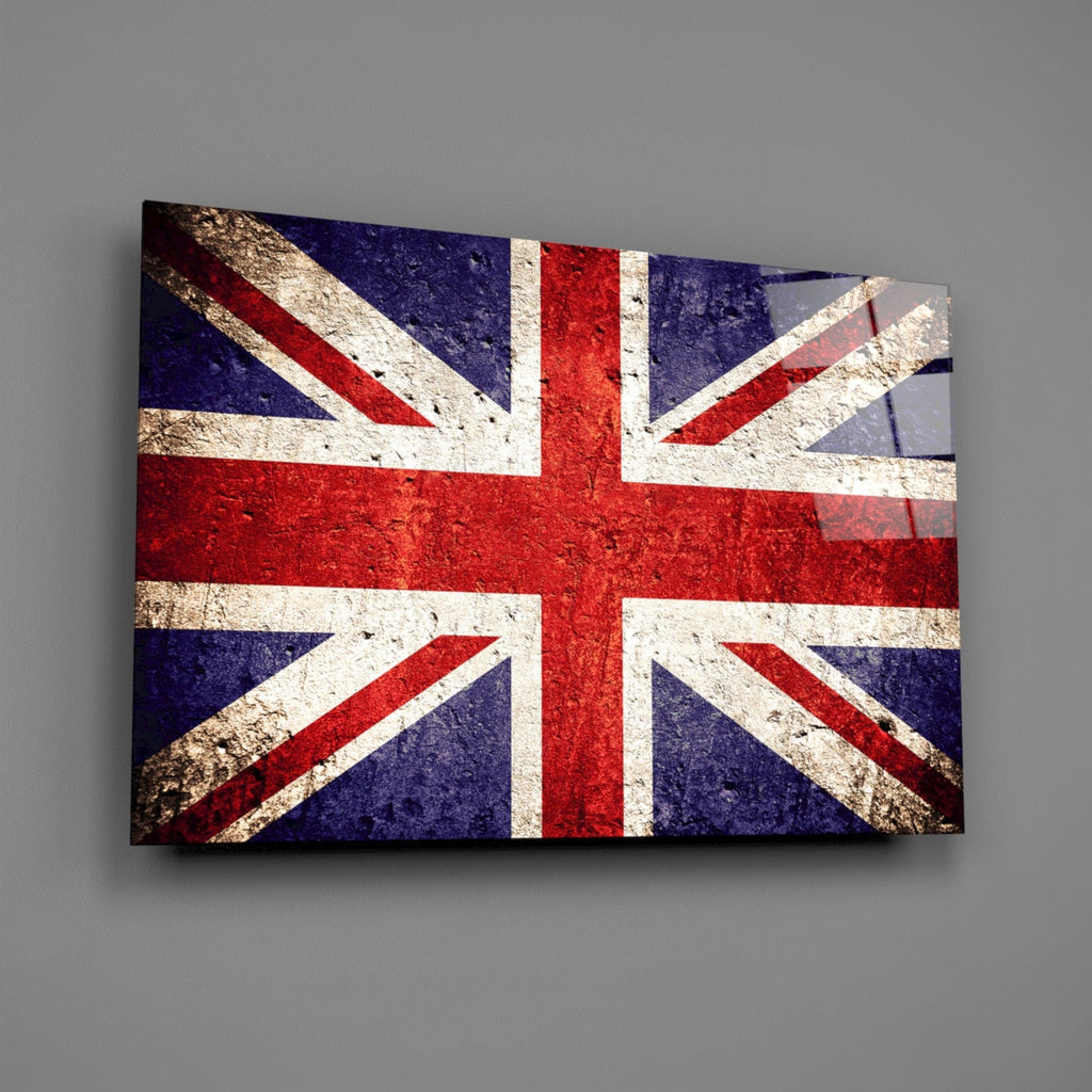WONDERWALL ‘L’Atelier Fun Collection’ Faded Stone-Texture Union Jack Glass Wall Art