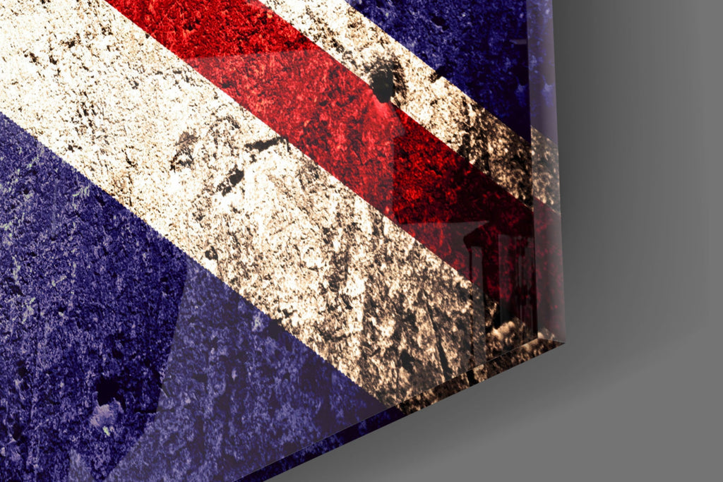 WONDERWALL ‘L’Atelier Fun Collection’ Faded Stone-Texture Union Jack Glass Wall Art