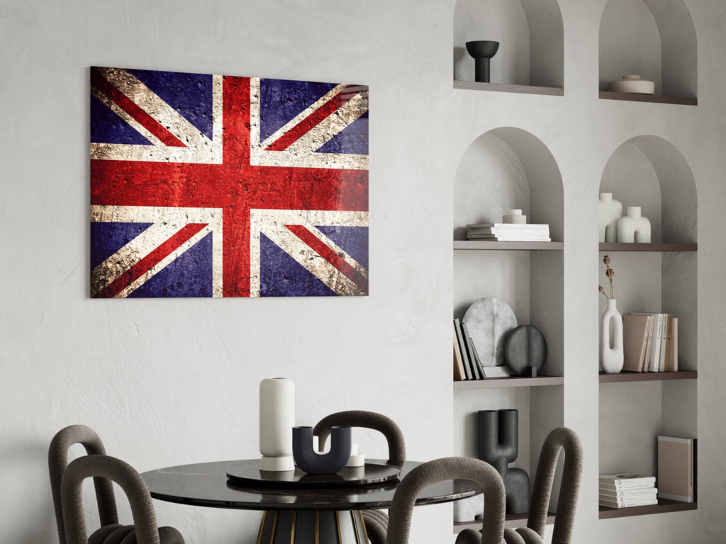 WONDERWALL ‘L’Atelier Fun Collection’ Faded Stone-Texture Union Jack Glass Wall Art